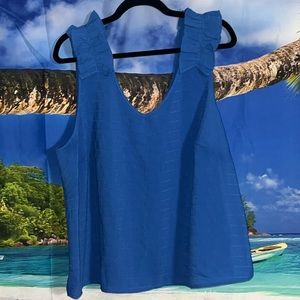 Lily Star Royal Blue Ruffle Shoulder Top